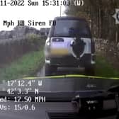 Land Rover driver reverse rams police car.
